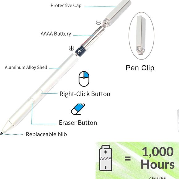 Stylus HP Spectre x360 / Envy / Pavilion Silver Active Pen - NWT - Picture 5 of 16